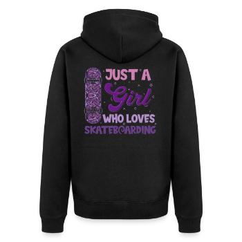 Skater Girl Just a Girl who loves Skateboarding - Unisex Premium Bio Zip Hoodie - Schwarz - Hinten - Nico (187cm)