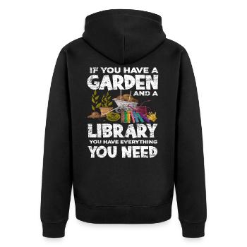 Garten Gartenarbeit Bücher Lesen Geschenk - Unisex Premium Bio Zip Hoodie - Schwarz - Hinten - Nico (187cm)