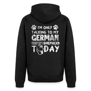 Deutscher Schäferhund Spruch Hundehalter - Unisex Premium Bio Zip Hoodie - Schwarz - Hinten - Nico (187cm)
