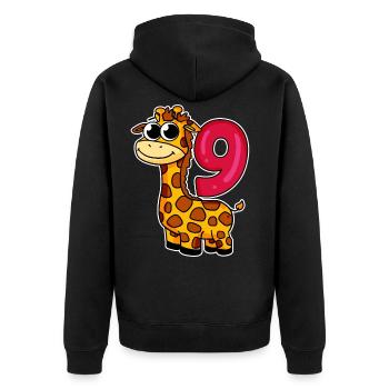 9 birthday giraffe - 9 years old - Unisex Premium Organic Zip Hoodie - black - Back - Nico (187cm)