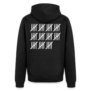 55. Geburtstag Strichliste 55 Jahre alt - Unisex Premium Bio Zip Hoodie - Schwarz - Hinten - Nico (187cm)