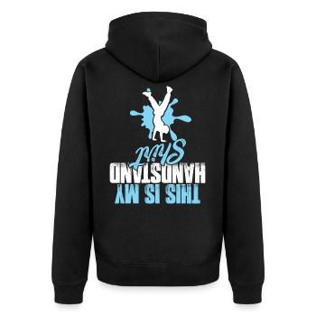 handstand cheerleading - Unisex Premium Organic Zip Hoodie - black - Back - Nico (187cm)