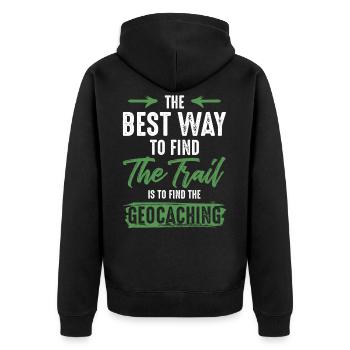 follow path geocaching - Unisex Premium Organic Zip Hoodie - black - Back - Nico (187cm)