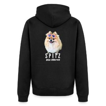 Lustiger Zwerg Spitz Hund Geschenke Süßer kleiner - Unisex Premium Bio Zip Hoodie - Schwarz - Hinten - Nico (187cm)