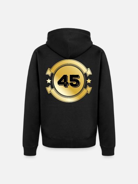 45 Gold Emblem - Unisex Premium Organic Zip Hoodie - black