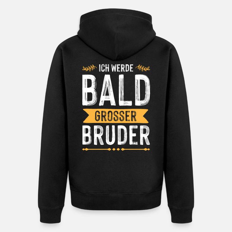 Ich werde grosser Bruder - Unisex Premium Bio Zip Hoodie - Schwarz