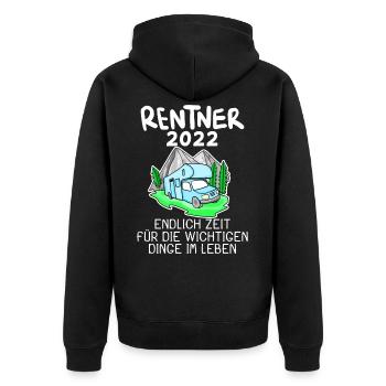 Rentner 2022 Rente Wohnwagen - Unisex Premium Bio Zip Hoodie - Schwarz - Hinten - Nico (187cm)