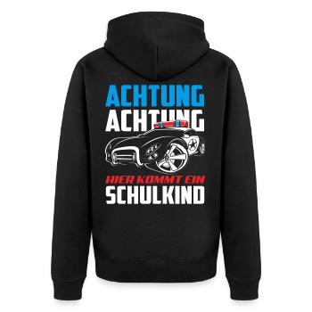 Polizei Polizist 1. Klasse Einschulung Geschenk - Unisex Premium Bio Zip Hoodie - Schwarz - Hinten - Nico (187cm)