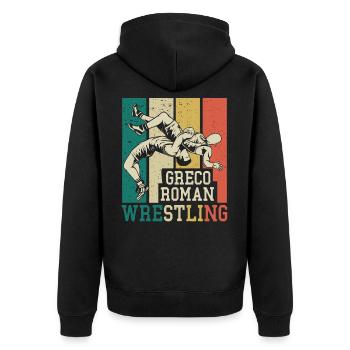 Greco Roman Wrestling Kämpfer Ringer - Unisex Premium Bio Zip Hoodie - Schwarz - Hinten - Nico (187cm)