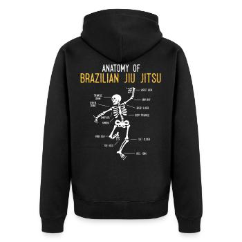 Funny Jiu Jitsu Fighter Anatomy BJJ Training - Unisex Premium Organic Zip Hoodie - black - Back - Nico (187cm)