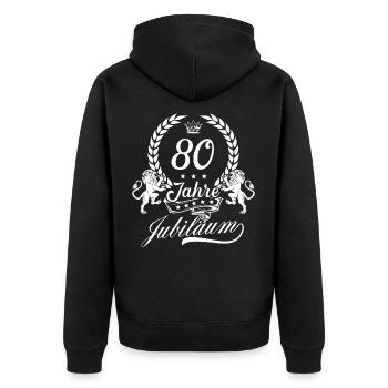 80 Zahl Kranz - Unisex Premium Bio Zip Hoodie - Schwarz - Hinten - Nico (187cm)