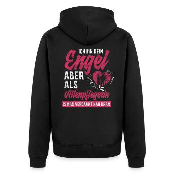 Altenpflegerin Beruf Pflegerin Geschenk - Unisex Premium Bio Zip Hoodie - Schwarz - Hinten - Nico (187cm)