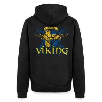 Schwedischer Wikinger - Unisex Premium Bio Zip Hoodie - Schwarz - Hinten - Nico (187cm)