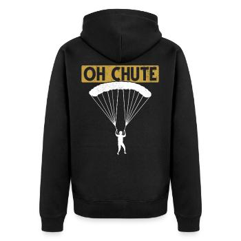 Parachute Skydiver Funny Adrenaline - Unisex Premium Organic Zip Hoodie - black - Back - Nico (187cm)