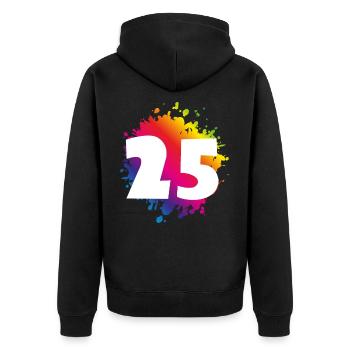 25 Zahl Klecks - Unisex Premium Bio Zip Hoodie - Schwarz - Hinten - Nico (187cm)