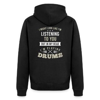 Batteur dans ma tête, je joue de la batterie - Veste à capuche bio Premium Unisexe - noir - Dos - Nico (187cm)