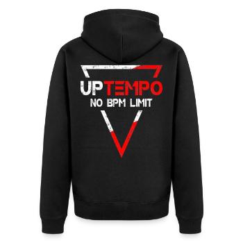 Uptempo - Rave - Hardstyle - Gabber - Gift - Unisex Premium Organic Zip Hoodie - black - Back - Nico (187cm)