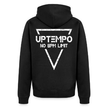 Uptempo - Rave - Hardstyle - Gabber - Gift - Unisex Premium Organic Zip Hoodie - black - Back - Nico (187cm)