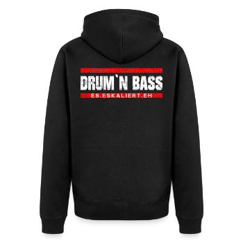 D ́N ́B - DNB - DRUM N'BASS - GIFT - Unisex Premium Organic Zip Hoodie - black - Back - Nico (187cm)