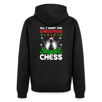 Schach Weihnachten Mehr Zeit für Schach - Unisex Premium Bio Zip Hoodie - Schwarz - Hinten - Nico (187cm)