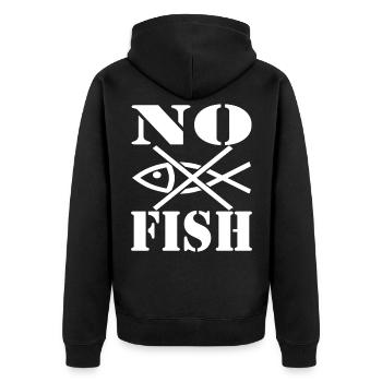 no fish white - Unisex Premium Organic Zip Hoodie - black - Back - Nico (187cm)