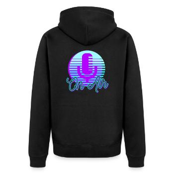 Podcast Radio On Air Vintage 80er - Unisex Premium Bio Zip Hoodie - Schwarz - Hinten - Nico (187cm)