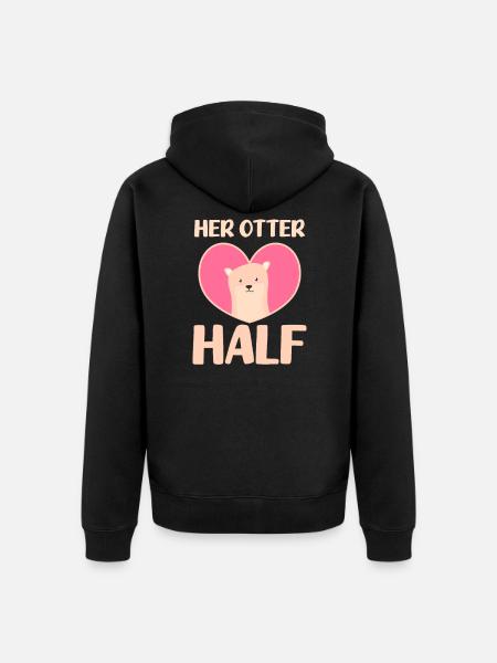 Otter Her Otter Half - Unisex Premium Organic Zip Hoodie - black