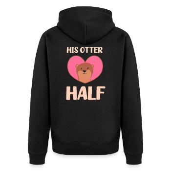 Otter His Otter Half - Unisex Premium Organic Zip Hoodie - black - Back - Nico (187cm)