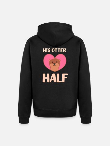 Otter seine Otterhälfte - Unisex Premium Bio Zip Hoodie - Schwarz