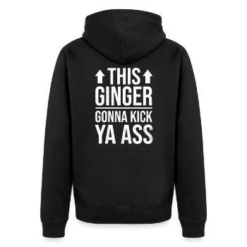 Rothaariges Zitat Ingwer wird Ya Ass treten - Unisex Premium Bio Zip Hoodie - Schwarz - Hinten - Nico (187cm)