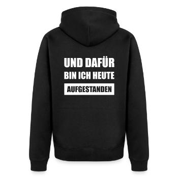 Humor Lustig Witzig Wochentage Wochenende Montag - Unisex Premium Bio Zip Hoodie - Schwarz - Hinten - Nico (187cm)