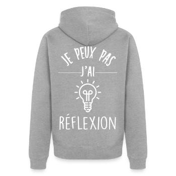 je peux pas j'ai réflexion - Veste à capuche bio Premium Unisexe - gris chiné - Dos - Nico (187cm)