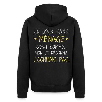 un jour sans ménage c est comme non je déconne - Veste à capuche bio Premium Unisexe - noir - Dos - Nico (187cm)
