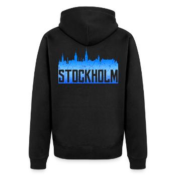 Stockholm - Unisex Premium Bio Zip Hoodie - Schwarz - Hinten - Nico (187cm)