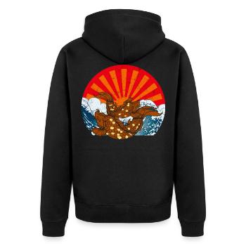 Japanese Art - Unisex Premium Organic Zip Hoodie - black - Back - Nico (187cm)