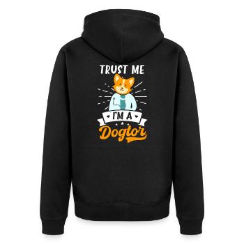 Tiermedizin Ich bin ein Dogtor - Unisex Premium Bio Zip Hoodie - Schwarz - Hinten - Nico (187cm)