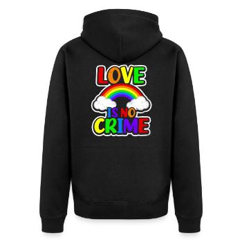 Valentinstag LGBTQ Flagge Liebe ist kein Verbrechen - Unisex Premium Bio Zip Hoodie - Schwarz - Hinten - Nico (187cm)