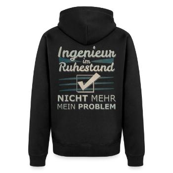ingenieur Ruhestand - Unisex Premium Bio Zip Hoodie - Schwarz - Hinten - Nico (187cm)