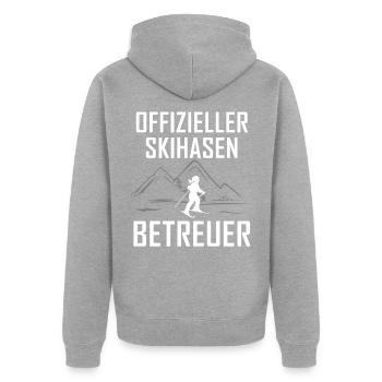 Skihasen Betreuer - (SK) - Unisex Premium Bio Zip Hoodie - Grau meliert - Hinten - Nico (187cm)