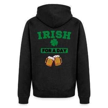 Irisch für einen Tag Saint Patrick Beers - Unisex Premium Bio Zip Hoodie - Schwarz - Hinten - Nico (187cm)