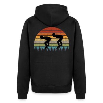 Eisschnelllauf Eisschnelllauf Schlittschuhrennen Vintage Retro - Unisex Premium Bio Zip Hoodie - Schwarz - Hinten - Nico (187cm)