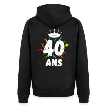 Roi reine éclairs 40 ans magie Anniversaire - Veste à capuche bio Premium Unisexe - noir - Dos - Nico (187cm)
