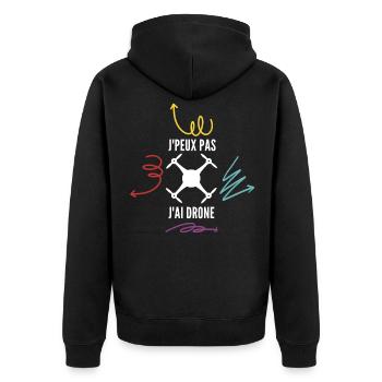 Je peux pas j'ai drone - Veste à capuche bio Premium Unisexe - noir - Dos - Nico (187cm)