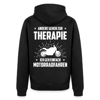 Andere Gehen zur Therapie Ich Gen Einfach Motorrad - Unisex Premium Bio Zip Hoodie - Schwarz - Hinten - Nico (187cm)
