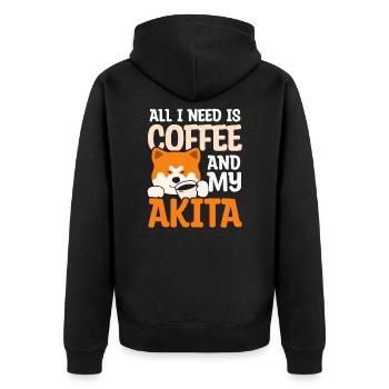 Akita Dog Need Coffee And Akita - Unisex Premium Organic Zip Hoodie - black - Back - Nico (187cm)