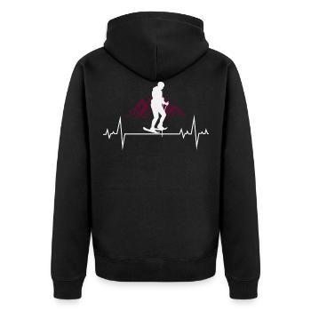 Schneeschuhwanderer Wandern Winter Schneeschuhwandern Herzschlag - Unisex Premium Bio Zip Hoodie - Schwarz - Hinten - Nico (187cm)
