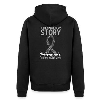 Sensibilisation à la maladie de Parkinson Il y a plus dans mon histoire - Veste à capuche bio Premium Unisexe - noir - Dos - Nico (187cm)
