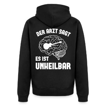Der arzt sagt es ist unheilbar - - Unisex Premium Bio Zip Hoodie - Schwarz - Hinten - Nico (187cm)