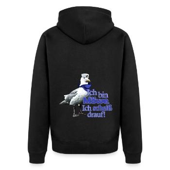 Funny Seagull with Saying - Fuck It! - Unisex Premium Organic Zip Hoodie - black - Back - Nico (187cm)