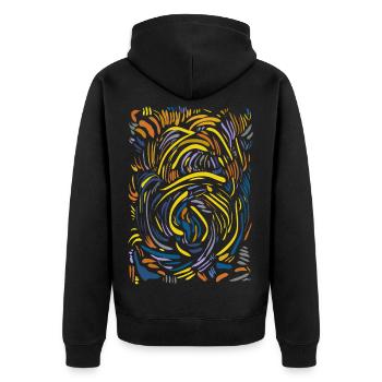 Abstrakt - Unisex Premium Bio Zip Hoodie - Schwarz - Hinten - Nico (187cm)